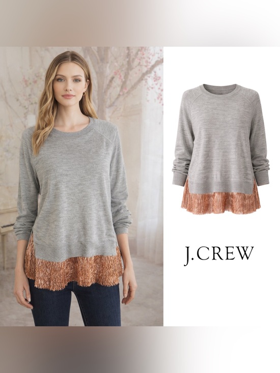 J. Crew Sweaters - J Crew Crew Layered Lame Fringe Sweatshirt